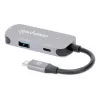 Manhattan USB-C Dock/Hub, Porty (x3): HDMI, USB-A i USB-C, z Power Delivery (PD) 100 W - wymaga zewnętrznej ładowarki USB-C (nie dołączona). Zasilany przez USB (nie wymaga zewnętrznego zasilacza), gdy PD nie jest używane, Aluminium