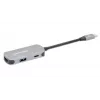 Manhattan USB-C Dock/Hub, Porty (x3): HDMI, USB-A i USB-C, z Power Delivery (PD) 100 W - wymaga zewnętrznej ładowarki USB-C (nie dołączona). Zasilany przez USB (nie wymaga zewnętrznego zasilacza), gdy PD nie jest używane, Aluminium