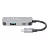 Manhattan USB-C Dock/Hub, Porty (x3): HDMI, USB-A i USB-C, z Power Delivery (PD) 100 W - wymaga zewnętrznej ładowarki USB-C (nie dołączona). Zasilany przez USB (nie wymaga zewnętrznego zasilacza), gdy PD nie jest używane, Aluminium