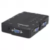 Manhattan KVM Switch Compact 4-Port, 4x USB-A, w komplecie kable, obsługa audio, sterowanie 4 komputerami za pomocą jednej myszy/klawiatury/ekranu, czarny, dożywotnia gwarancja, w opakowaniu