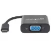 Manhattan Kabel konwertera USB-C na VGA, 1080p@60Hz, czarny, 8 cm, wtyk na gniazdo, dożywotnia gwarancja, odpowiednik CDP2HD