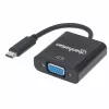Manhattan Kabel konwertera USB-C na VGA, 1080p@60Hz, czarny, 8 cm, wtyk na gniazdo, dożywotnia gwarancja, odpowiednik CDP2HD