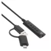 Manhattan adapter kablowya audio stereo USB-C i USB-A na 3,5 mm, 2 w 1, męski na żeński, kabel 1 m, obsługa mikrofonu i dźwięku zestawu słuchawkowego, standard CTIA, regulacja głośności i wyciszanie, czarny