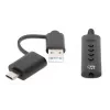 Manhattan adapter kablowya audio stereo USB-C i USB-A na 3,5 mm, 2 w 1, męski na żeński, kabel 1 m, obsługa mikrofonu i dźwięku zestawu słuchawkowego, standard CTIA, regulacja głośności i wyciszanie, czarny