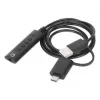 Manhattan adapter kablowya audio stereo USB-C i USB-A na 3,5 mm, 2 w 1, męski na żeński, kabel 1 m, obsługa mikrofonu i dźwięku zestawu słuchawkowego, standard CTIA, regulacja głośności i wyciszanie, czarny