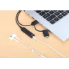 Manhattan adapter kablowya audio stereo USB-C i USB-A na 3,5 mm, 2 w 1, męski na żeński, kabel 1 m, obsługa mikrofonu i dźwięku zestawu słuchawkowego, standard CTIA, regulacja głośności i wyciszanie, czarny