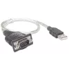 Kabel konwertera Manhattan USB-A na szeregowy, 45 cm, męski na męski, szeregowy/RS232/COM/DB9, układ Prolific PL-2303RA, czarno-srebrny kabel, trzyletnia gwarancja, odpowiednik ICUSB232V2