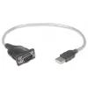 Kabel konwertera Manhattan USB-A na szeregowy, 45 cm, męski na męski, szeregowy/RS232/COM/DB9, układ Prolific PL-2303RA, czarno-srebrny kabel, trzyletnia gwarancja, odpowiednik ICUSB232V2