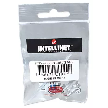 Intellinet Keystone Jack, Cat6, UTP, Punch-down, biały, płaski, biały, RJ-45, żeński, 22/26, Cat6