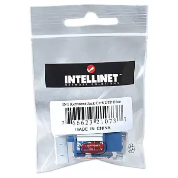 Intellinet Keystone Jack, Cat6, UTP, do zaciskania, niebieski, płaski, niebieski, RJ-45, żeński, 22/26, Cat6