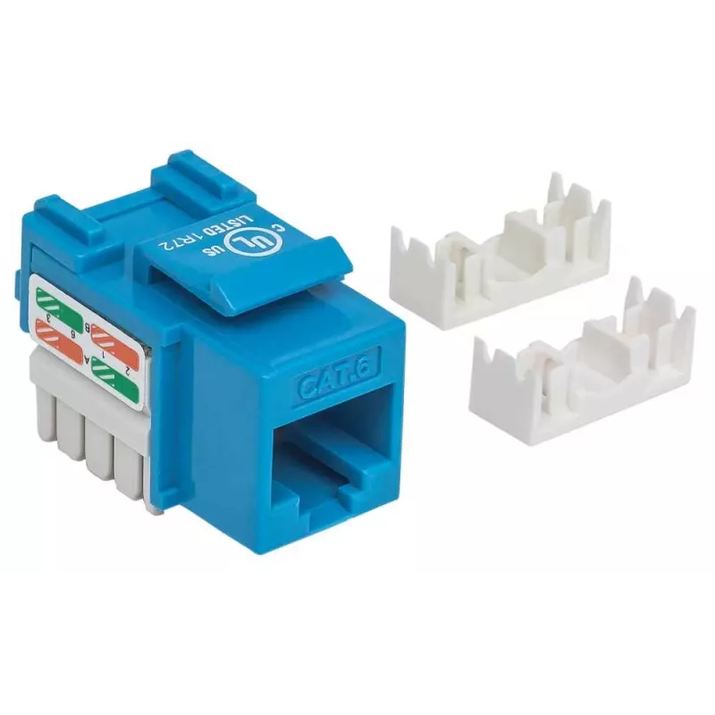 Intellinet Keystone Jack, Cat6, UTP, do zaciskania, niebieski, płaski, niebieski, RJ-45, żeński, 22/26, Cat6