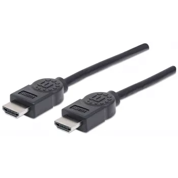 Manhattan HDMI 4K@30Hz Przewód, 1,8 m, Odpowiedni do WSZYSTKICH zastosowań 1080p/HD i większości 4K (sprawdź specyfikację 4K swojego systemu, aby mieć pewność), Męski/Męski, Czarny, Ultra HD 4K x 2K, Dożywotnia gwarancja, Wysoka prędkość, Odpowiednik HDMM6
