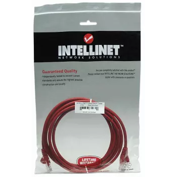 Kabel krosowy sieciowy Intellinet, Kat. 5e, 5 m, czerwony, CCA, U/UTP, PVC, RJ45, pozłacane styki, odciążenie, osłona, dożywotnia gwarancja