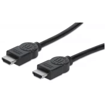 Manhattan HDMI 4K@30Hz Kabel z Ethernetem, 1m, Kompatybilny ze WSZYSTKIMI zastosowaniami 1080p/HD i większością 4K (sprawdź specyfikację 4K swojego systemu, aby mieć pewność), Męski na Męski, Czarny, Ultra HD 4k x 2k, Dożywotnia gwarancja, Wysoka prędkość, Odpowiednik HDMM1MHS