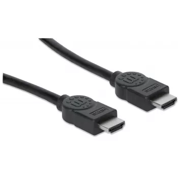 Manhattan HDMI 4K@30Hz Kabel z Ethernetem, 1m, Kompatybilny ze WSZYSTKIMI zastosowaniami 1080p/HD i większością 4K (sprawdź specyfikację 4K swojego systemu, aby mieć pewność), Męski na Męski, Czarny, Ultra HD 4k x 2k, Dożywotnia gwarancja, Wysoka prędkość, Odpowiednik HDMM1MHS