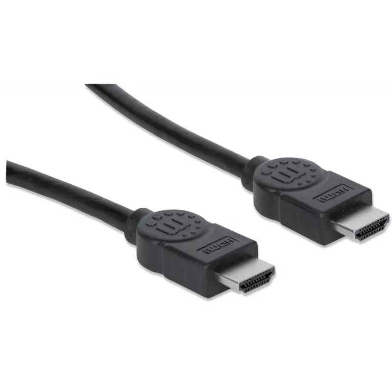 Manhattan HDMI 4K@30Hz Kabel z Ethernetem, 1m, Kompatybilny ze WSZYSTKIMI zastosowaniami 1080p/HD i większością 4K (sprawdź specyfikację 4K swojego systemu, aby mieć pewność), Męski na Męski, Czarny, Ultra HD 4k x 2k, Dożywotnia gwarancja, Wysoka prędkość, Odpowiednik HDMM1MHS