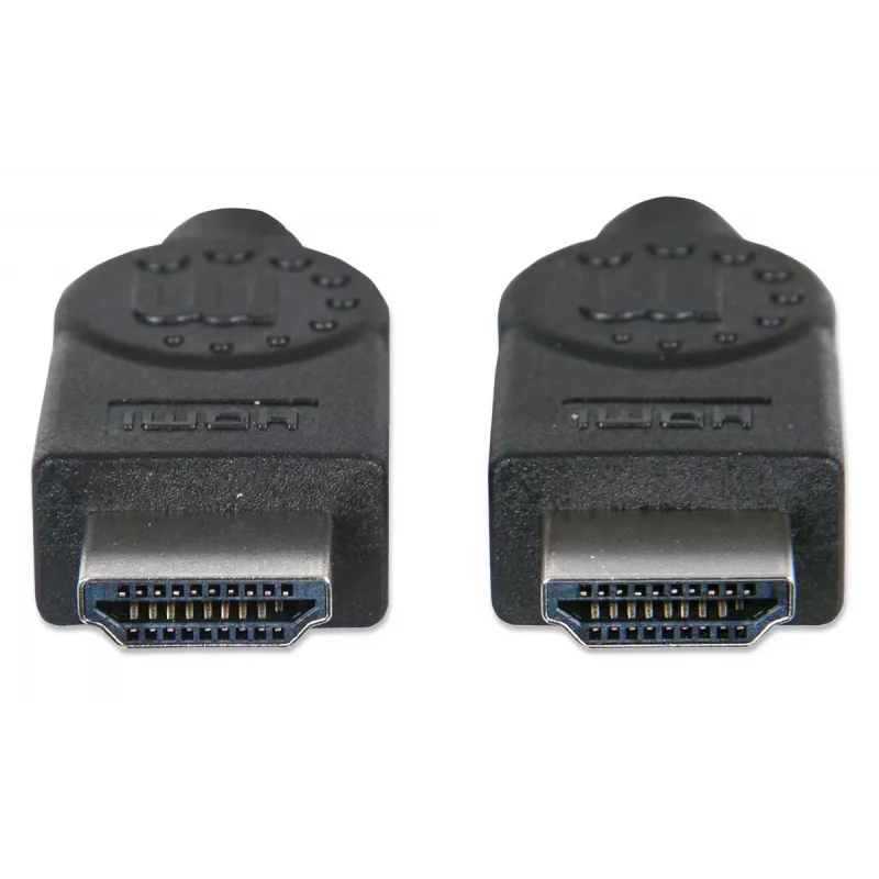 Manhattan HDMI 4K@30Hz Kabel z Ethernetem, 1m, Kompatybilny ze WSZYSTKIMI zastosowaniami 1080p/HD i większością 4K (sprawdź specyfikację 4K swojego systemu, aby mieć pewność), Męski na Męski, Czarny, Ultra HD 4k x 2k, Dożywotnia gwarancja, Wysoka prędkość, Odpowiednik HDMM1MHS