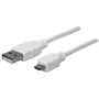 Manhattan USB-A do Micro-USB Kabel, 1,8m, Męski/Męski, 480 Mbps (USB 2.0), Hi-Speed USB, Biały, Dożywotnia Gwarancja