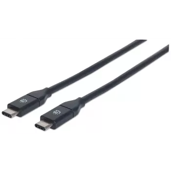 Kabel Manhattan USB-C na USB-C, 1 m, męski na męski, czarny, 10 Gb/s (USB 3.2 Gen 2, znane również jako USB 3.1), 3 A (szybkie ładowanie), SuperSpeed+ USB, dożywotnia gwarancja, odpowiednik USB31CC1M