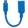 Kabel Manhattan USB-C na USB-A, 15 cm, męski na żeński, 5 Gb/s (USB 3.2 Gen 1, czyli USB 3.0), 3 A (szybkie ładowanie), SuperSpeed USB, niebieski, dożywotnia gwarancja, odpowiednik USB31CAADP (z wyjątkiem koloru)