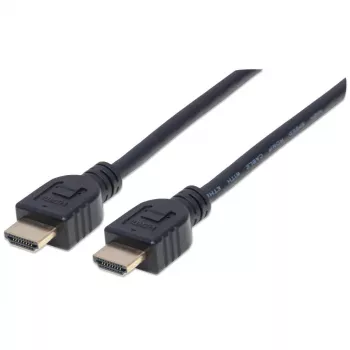 Kabel Manhattan HDMI 4K@60Hz z Ethernetem – atest CL3, 5 m, do montażu w ścianie, do wszystkich zastosowań 4K i 1080p/HD – przy modernizacji teraz lub gotowy na przyszłość, wtyk męski na wtyk męski, czarny, Ultra HD 4Kx2K, dożywotnia gwarancja, Premium High Speed