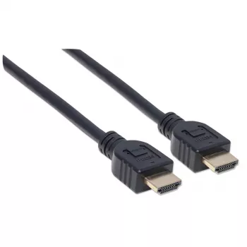Kabel Manhattan HDMI 4K@60Hz z Ethernetem – atest CL3, 5 m, do montażu w ścianie, do wszystkich zastosowań 4K i 1080p/HD – przy modernizacji teraz lub gotowy na przyszłość, wtyk męski na wtyk męski, czarny, Ultra HD 4Kx2K, dożywotnia gwarancja, Premium High Speed