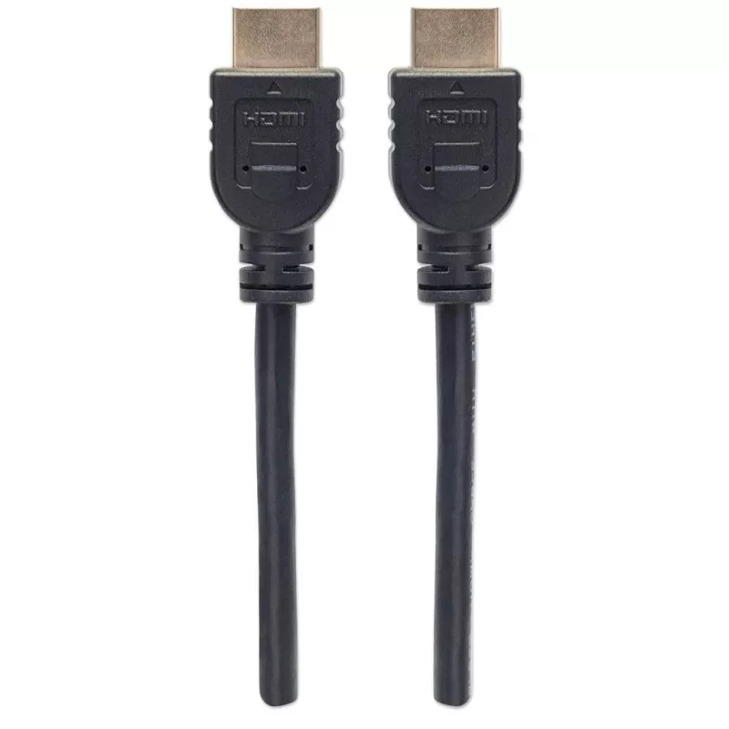 Kabel Manhattan HDMI 4K@60Hz z Ethernetem – atest CL3, 5 m, do montażu w ścianie, do wszystkich zastosowań 4K i 1080p/HD – przy modernizacji teraz lub gotowy na przyszłość, wtyk męski na wtyk męski, czarny, Ultra HD 4Kx2K, dożywotnia gwarancja, Premium High Speed