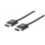 Kabel Manhattan HDMI z Ethernetem (ultracienki), 4K@60Hz (Premium High Speed), 1 m (3 stopy), męski na męski, czarny, Ultra HD 4K x 2K, w pełni ekranowany, pozłacane styki, dożywotnia gwarancja