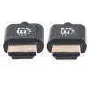 Kabel Manhattan HDMI z Ethernetem (ultracienki), 4K@60Hz (Premium High Speed), 1 m (3 stopy), męski na męski, czarny, Ultra HD 4K x 2K, w pełni ekranowany, pozłacane styki, dożywotnia gwarancja