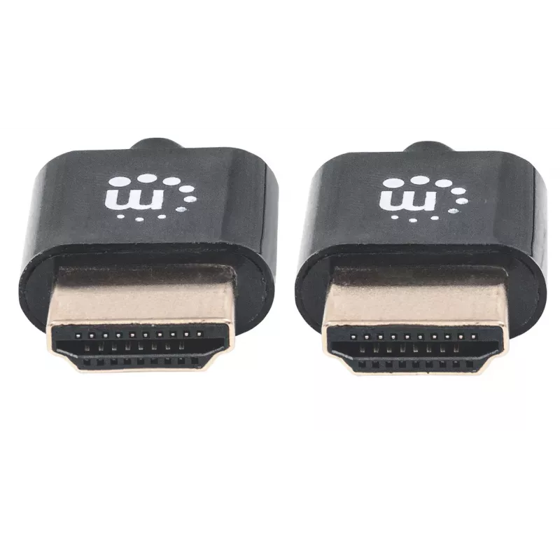 Kabel Manhattan HDMI z Ethernetem (ultracienki), 4K@60Hz (Premium High Speed), 1 m (3 stopy), męski na męski, czarny, Ultra HD 4K x 2K, w pełni ekranowany, pozłacane styki, dożywotnia gwarancja