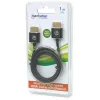 Kabel Manhattan HDMI z Ethernetem (ultracienki), 4K@60Hz (Premium High Speed), 1 m (3 stopy), męski na męski, czarny, Ultra HD 4K x 2K, w pełni ekranowany, pozłacane styki, dożywotnia gwarancja