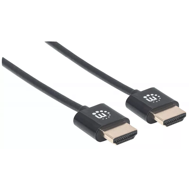Kabel Manhattan HDMI z Ethernetem (ultracienki), 4K@60Hz (Premium High Speed), 3m, męski na męski, czarny, Ultra HD 4k x 2k, w pełni ekranowany, pozłacane styki, dożywotnia gwarancja