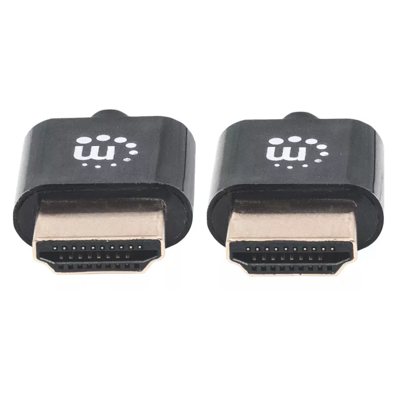 Kabel Manhattan HDMI z Ethernetem (ultracienki), 4K@60Hz (Premium High Speed), 3m, męski na męski, czarny, Ultra HD 4k x 2k, w pełni ekranowany, pozłacane styki, dożywotnia gwarancja
