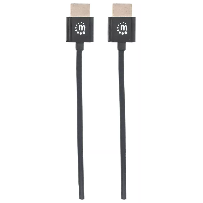 Kabel Manhattan HDMI z Ethernetem (ultracienki), 4K@60Hz (Premium High Speed), 3m, męski na męski, czarny, Ultra HD 4k x 2k, w pełni ekranowany, pozłacane styki, dożywotnia gwarancja
