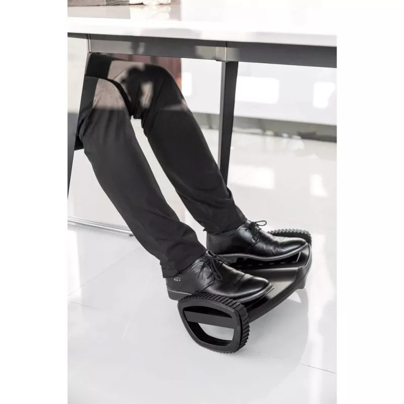 Manhattan Foot Rest/Rocker, Podnóżek bujany pod biurko zwiększający komfort i wydajność, Dwa tryby bujania, 277 x 502 mm, Teksturowana powierzchnia, Czarny, Dożywotnia gwarancja