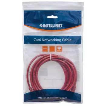 Intellinet sieciowy kabel krosowy, Cat6, 0.5m, czerwony, CCA, U/UTP, PVC, RJ45, Gold Plated Contacts, Snagless, Booted, Lifetime Warranty