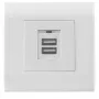 Intellinet 2-Port USB-A Wall Outlet with Faceplate, Two Charging Ports with Safety Cover, 5 V / 2.1 A Output, 80 x 80 European Faceplate