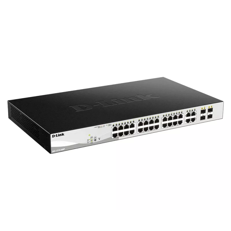 D-Link 28-portowy inteligentny przełącznik zarządzalny Gigabit PoE z 4 portami Combo