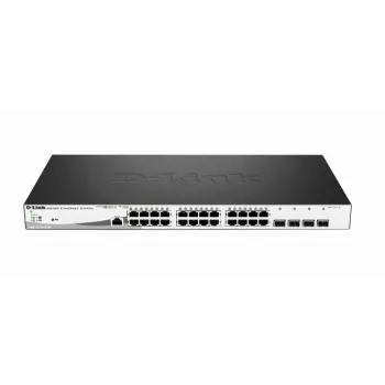 D-Link 28-portowy inteligentny przełącznik zarządzalny Gigabit PoE+ z 4 portami combo 100/1000 Mb/s