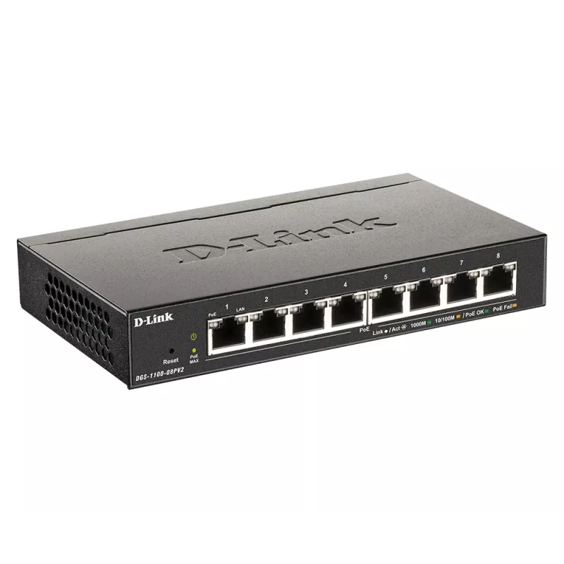 D-Link 8-Port PoE Gigabit Smart Managed Switch, zarządzalny, L2/L3, Gigabit Ethernet (10/100/1000), pełny dupleks, Power over Ethernet (PoE)