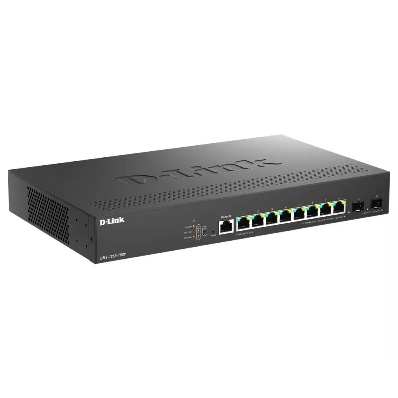 D-Link DMS-1250-10SP/E zarządzalny przełącznik sieciowy 2.5G Ethernet (100/1000/2500) Power over Ethernet (PoE) Czarny