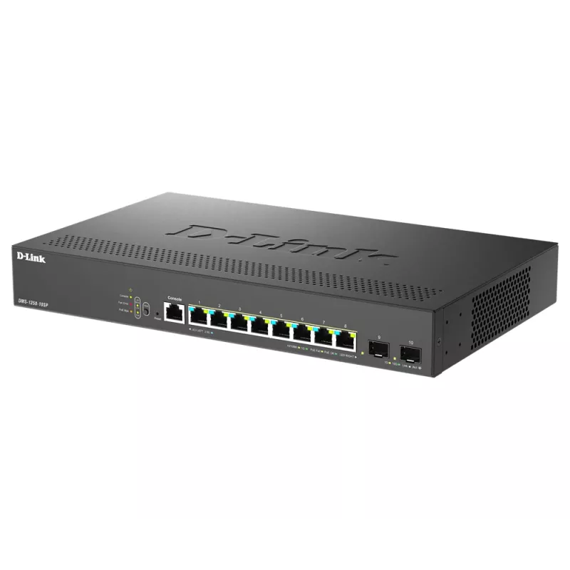 D-Link DMS-1250-10SP/E zarządzalny przełącznik sieciowy 2.5G Ethernet (100/1000/2500) Power over Ethernet (PoE) Czarny