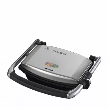 Ariete 1911 Toast & Grill cienki - Nieprzywierająca płyta elektryczna do tostów i kanapek - płyta ryflowana - 1000 W - Srebrna