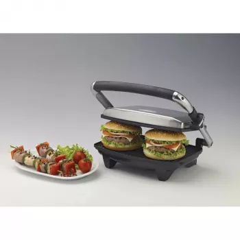 Ariete 1911 Toast & Grill cienki - Nieprzywierająca płyta elektryczna do tostów i kanapek - płyta ryflowana - 1000 W - Srebrna