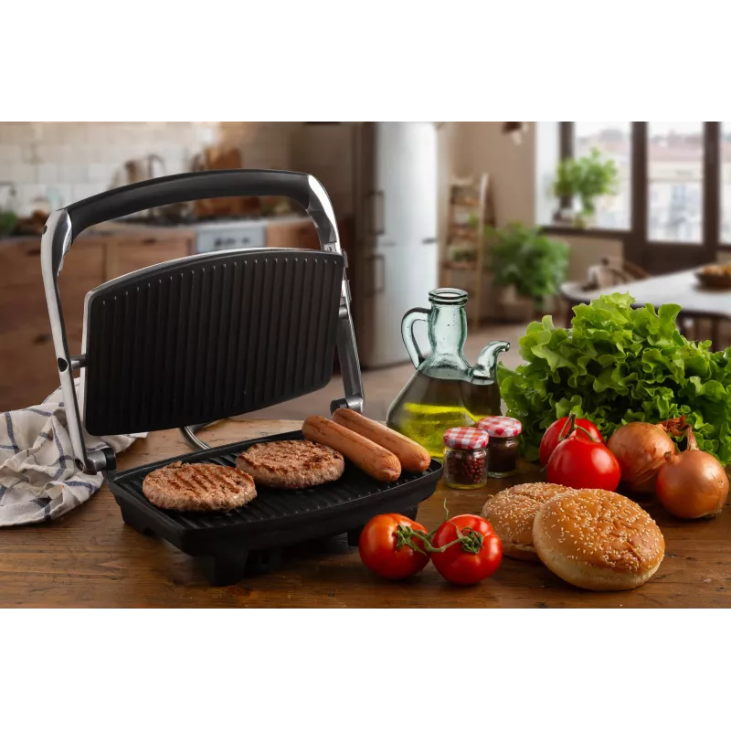 Ariete 1911 Toast & Grill cienki - Nieprzywierająca płyta elektryczna do tostów i kanapek - płyta ryflowana - 1000 W - Srebrna
