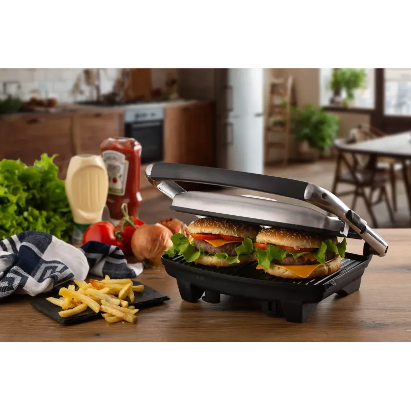 Ariete 1911 Toast & Grill cienki - Nieprzywierająca płyta elektryczna do tostów i kanapek - płyta ryflowana - 1000 W - Srebrna