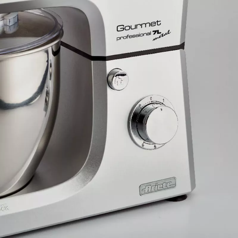 Ariete 1598 Gourmet Professional 7L Metal - mikser planetarny z blenderem - misa ze stali nierdzewnej - 7 l - dzbanek szklany - 1200 watów - 6 prędkości