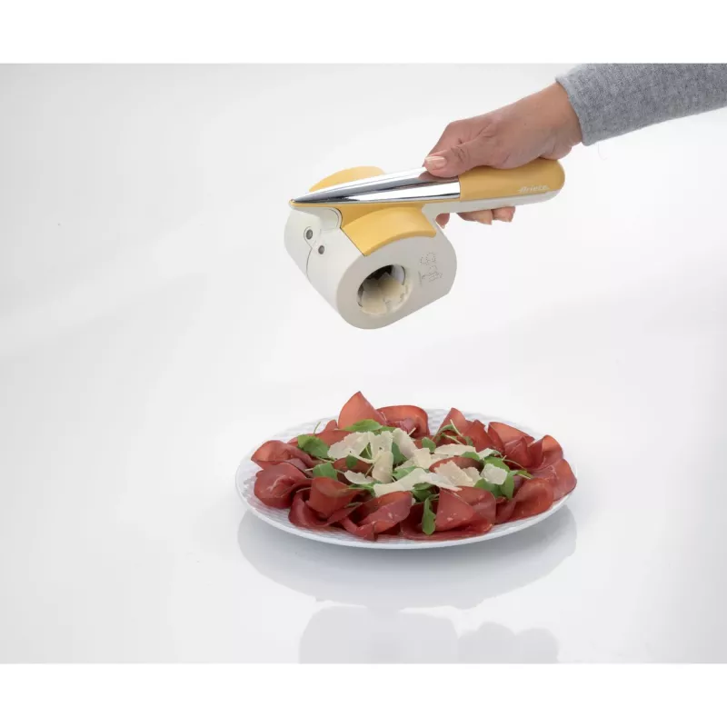 Ariete 457 Gratì Waterproof - Wodoodporna tarka elektryczna - Bezprzewodowa - Można myć pod bieżącą wodą - 2 walce ze stali nierdzewnej - Biało-żółta