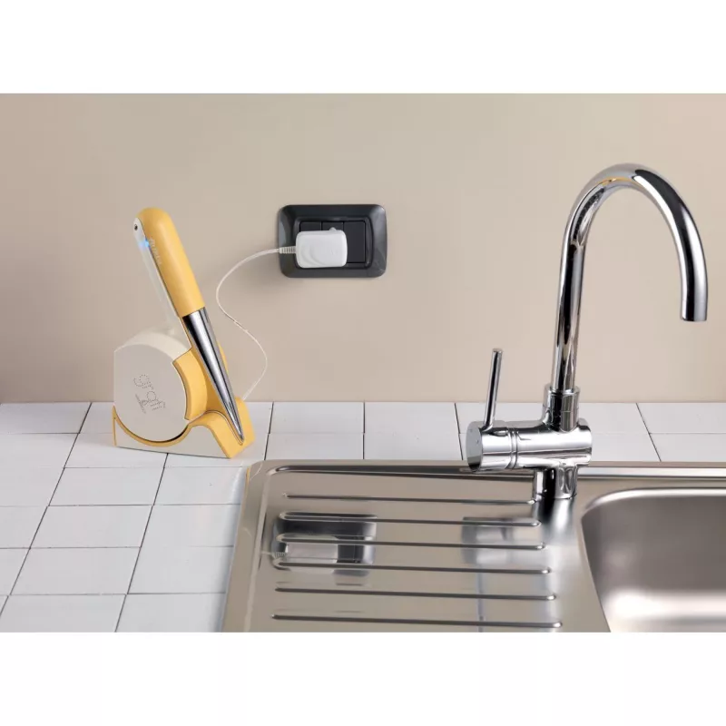 Ariete 457 Gratì Waterproof - Wodoodporna tarka elektryczna - Bezprzewodowa - Można myć pod bieżącą wodą - 2 walce ze stali nierdzewnej - Biało-żółta