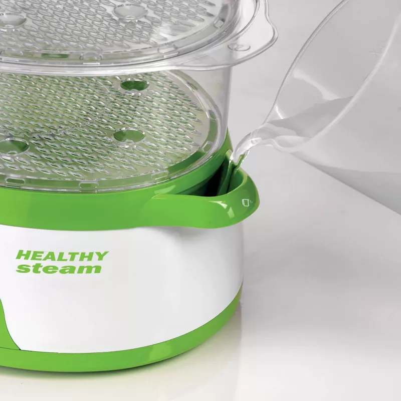 Ariete 911 Healthy Steam - Parowar elektryczny - 3 kosze - Pojemnik na ryż - Timer 60' - 800 Watt - 9 litrów - Biały i zielony